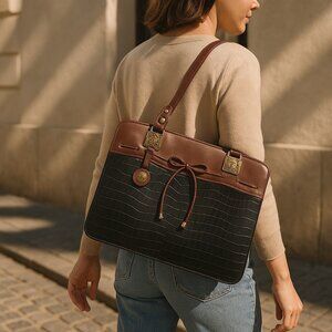 Bueno two tone faux crocodile skin stylish handbag
